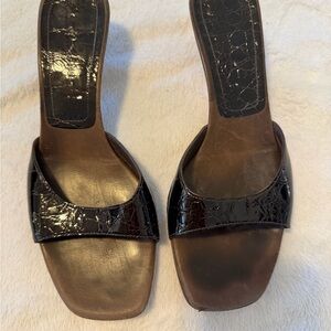 Casadei Black Croc-Embossed Mules